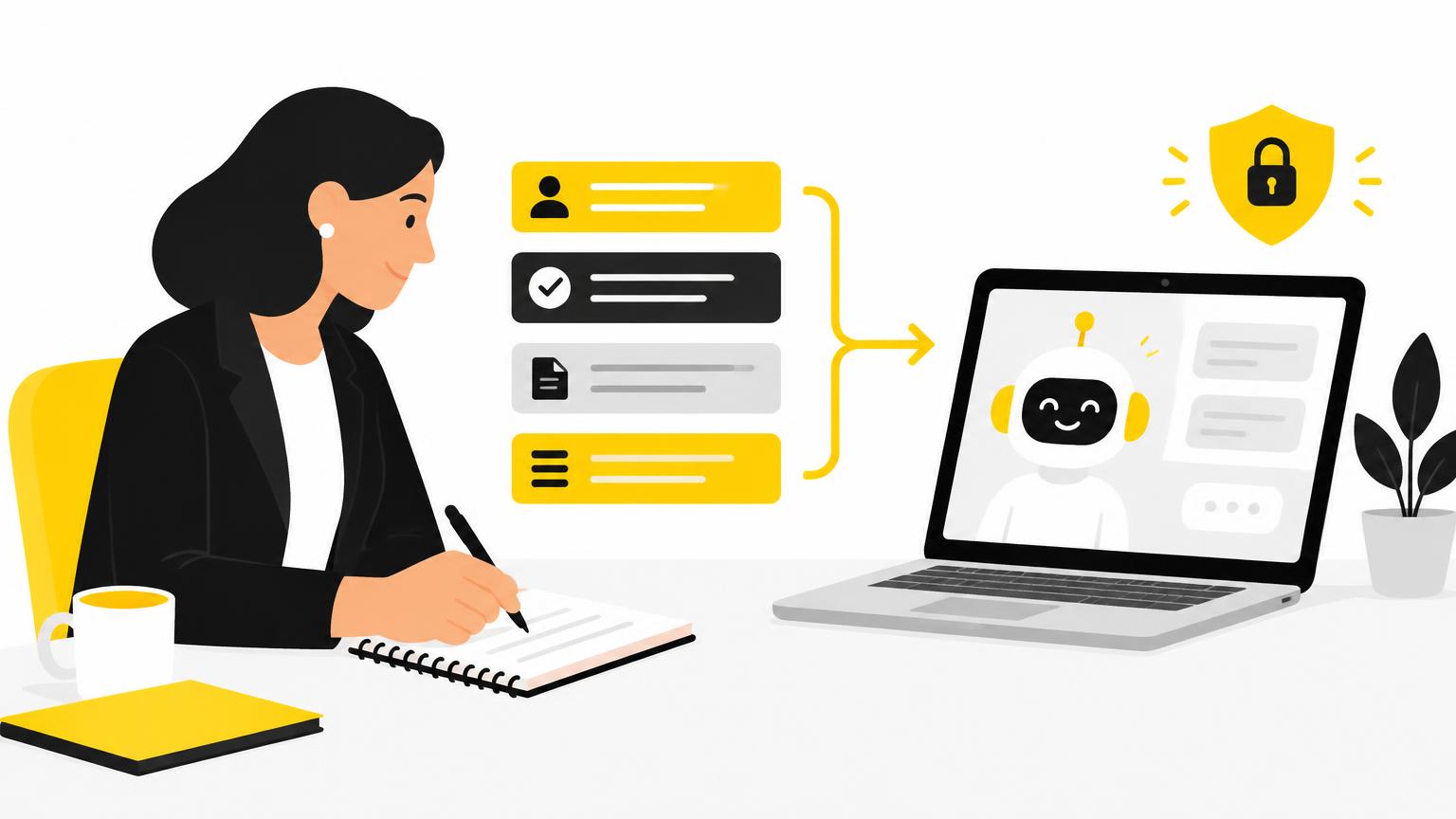 Intermediario che scrive istruzioni strutturate per un assistente IA